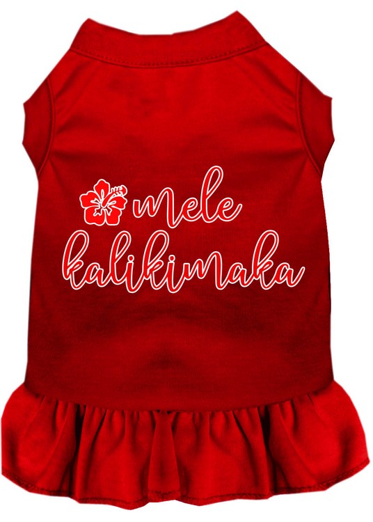 Mele Kalikimaka Screen Print Dog Dress Red XS